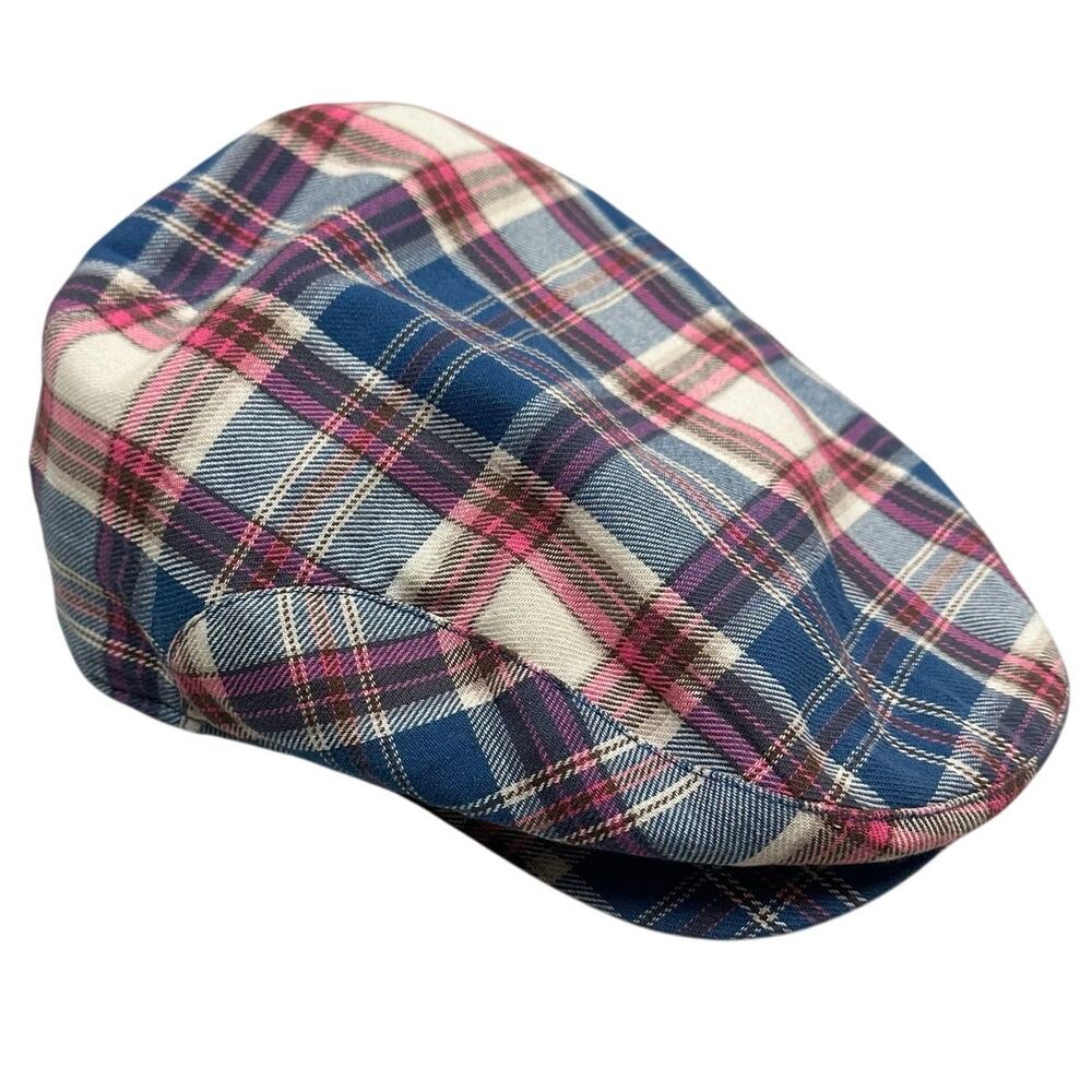 Broner Cotton Newsboy Cap Drivers Cap M Medium Blue Pink Plaid